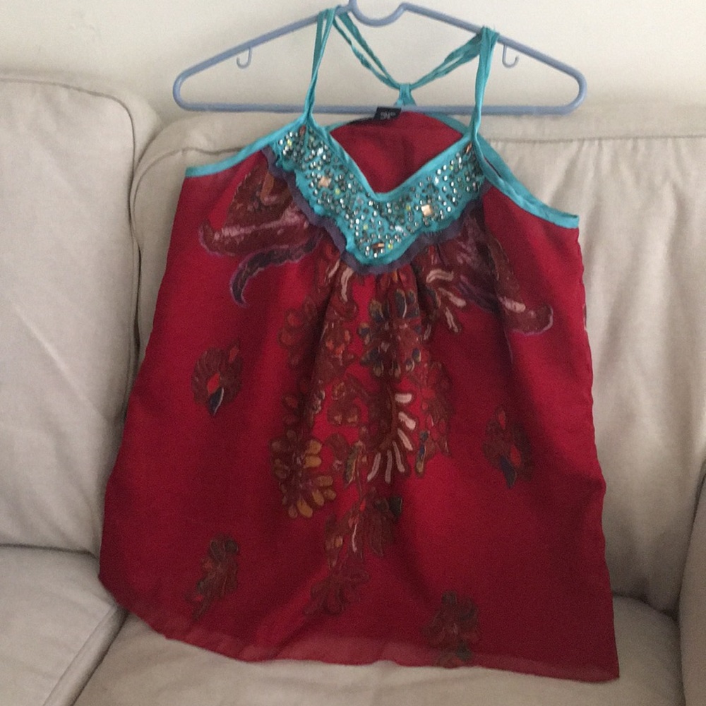 Sequined red top